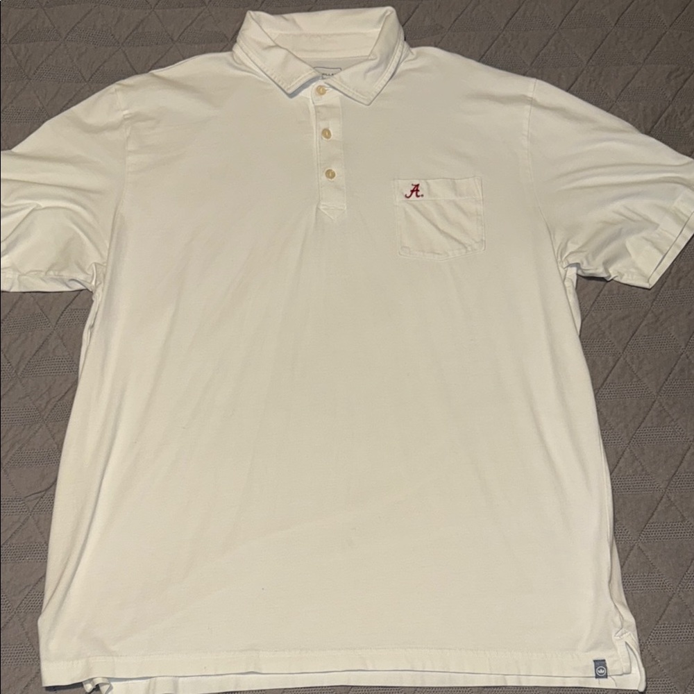White Peter Millar Pocket Polo Shirt with Embroidered Alabama Script A Logo